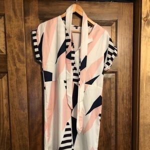 Geometric print shirt dress